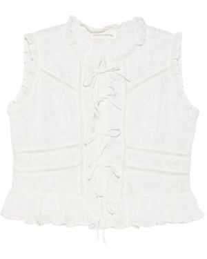 MAISON HOTEL Gerüschte Bluse Mit Schiffli-Stickerei - Weiß
