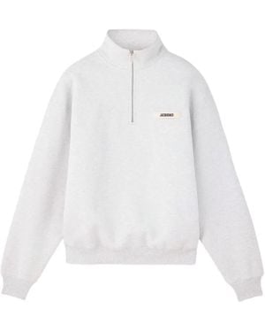 Jacquemus Sudadera Gros Grain De Algodón Con Cremallera - Blanco