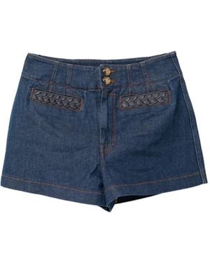 Zimmermann Braided-Trim Denim Shorts - Blue