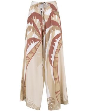 Amir Slama Tropical Print Wide Leg Pants - White