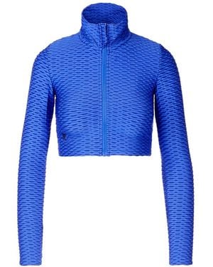 Tessitura Body Couture 3D-Textured Cropped Top - Blue
