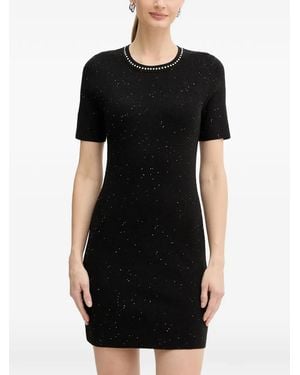 Morgan Rhinestone-Details Knitted Mini Dress - Black