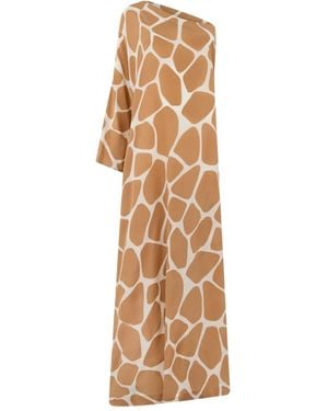 Valentino Garavani One-Shoulder Print Maxi Dress - Natural