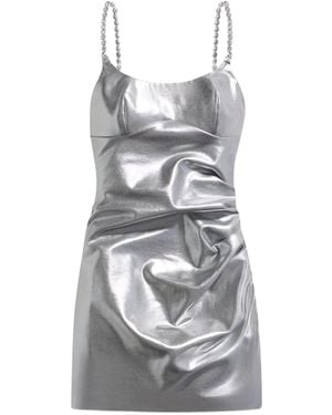 Area Crystal-Strap Metallic Mini Dress - Grey