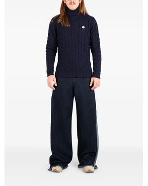 Societe Anonyme Cable-Knit Turtleneck Jumper - Blue