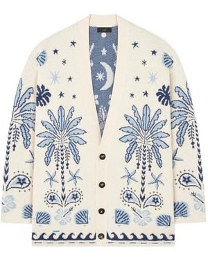Alanui Echoes Of The Island Palm-Tree Cardigan - White