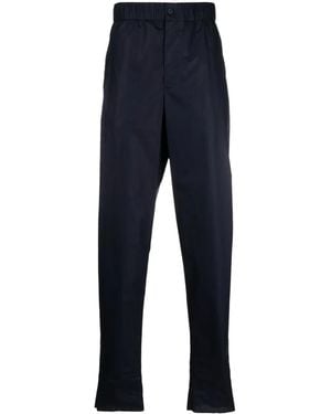 Giorgio Armani Elasticated-Waist Cotton Trousers - Blue