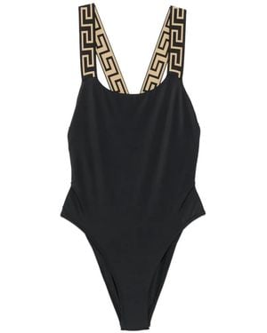 Versace Greca-Strap Swimsuit - Black