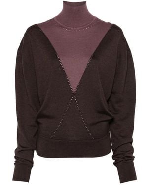 Rabanne Colour-Block High-Neck Jumper - Brown