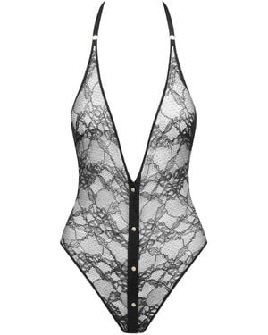 Maison Close Lace Button Bodysuit - Grey