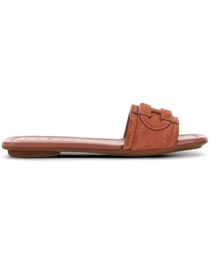 Hogan H685 Suede Flat Sandals - Orange