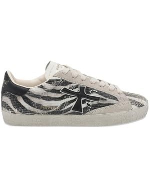 Premiata Stevend Zebra-Print Trainers - Grey