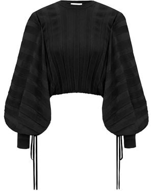 Zimmermann Valiant Pleated-Sleeve Sweater - Black