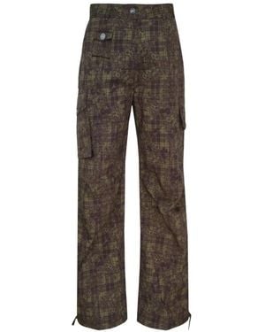 Ganni Pantalon Cargo À Fleurs - Gray