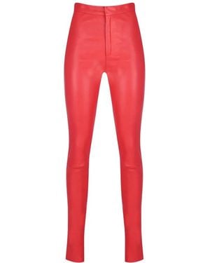 Zeynep Arcay High-Waisted Leather Pants - Red