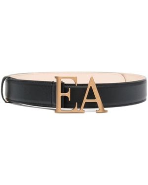 Emporio Armani ロゴバックル レザーベルト - ブラック