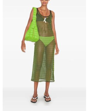 white mesh club dress Gabrielle Slinky And Mesh Maxi Dress - White