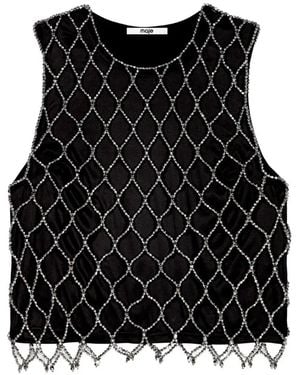 Maje Blusa Con Cristalli - Nero