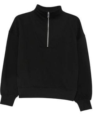 Calvin Klein Jersey Con Media Cremallera Y Logo Bordado - Negro
