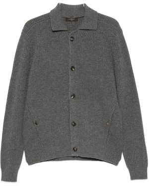 Zanone Ribbed-Knit Button-Up Cardigan - Grey