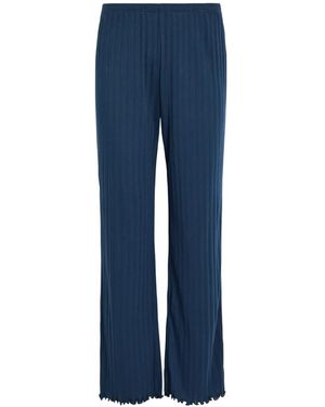 Eberjey Pantalon En Maille Pointelle Et Bordure Ondulée - Bleu