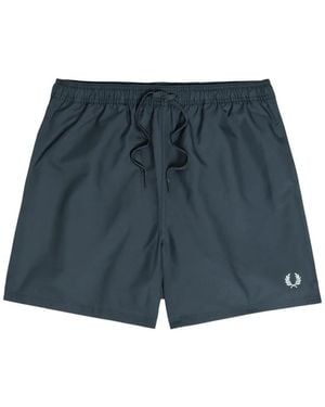 Fred Perry Lauren Wreath-Embroidered Drawstring Swim Shorts - Blue