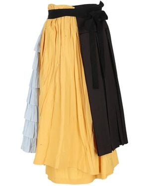 Prada Old Duchesse Patchwork Ruffled Skirt - Black