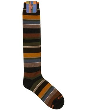 Gallo Horizontal-Stripe Knee-High Socks - White