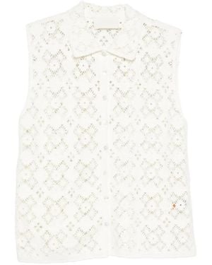 Bompard Openwork Crochet Shirt Vest - White