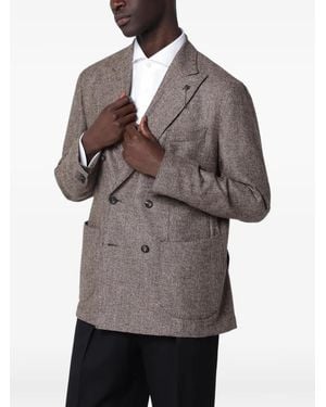 Santaniello Double-Breasted Tweed Jacket - Gray
