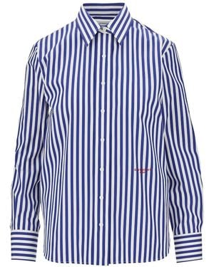 Givenchy Embroidered-Logo Striped Shirt - Blue