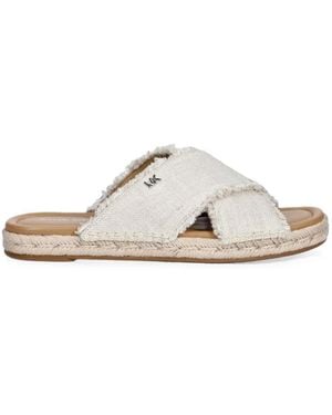 MICHAEL Michael Kors Frayed Crossover-Strap Sandals - White