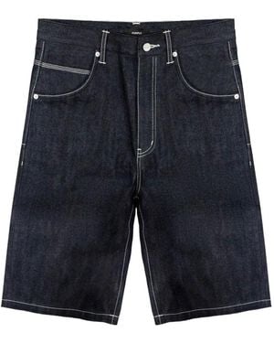 Purple Brand Contrast-Stitch Denim Shorts - Blue