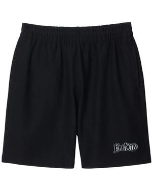 Burberry Flocked-Logo Cotton-Blend Shorts - Black