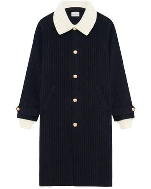 Drole de Monsieur Le Manteau Pinstripes Coat - Blue