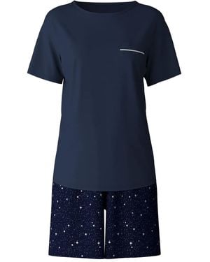 CALIDA Pyjama mit Pocket Star-Print - Blau