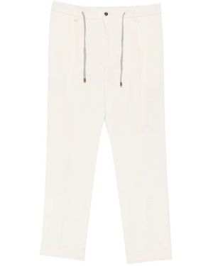 Arte' Pleated Drawstring Trousers - White