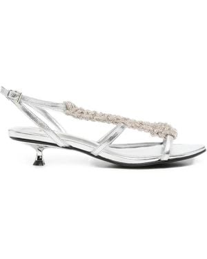 Marc Ellis Crystal-Embellished Metallic-Effect Sandals - White