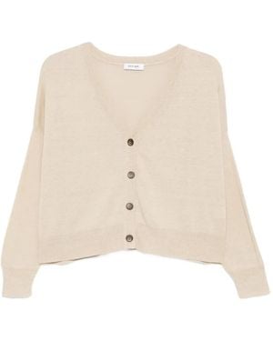 Base London Buttoned V-Neck Cardigan - Natural