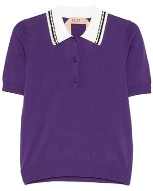 N°21 Crystal-Embellished Polo Top - Purple