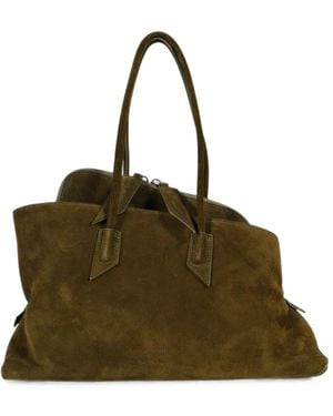 The Attico La Passeggiata Asymmetrical Suede Tote Bag - Green