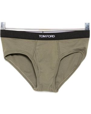 Tom Ford Logo-Waistband Briefs - Gray