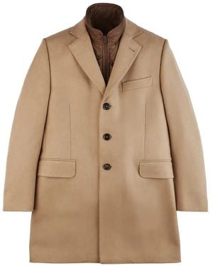 Fay Button-Fastening Coat - Natural