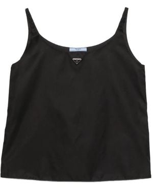 Prada Top Con Placa Del Logo - Negro