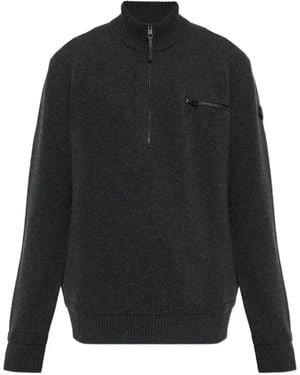 Moncler Pullover Mit Kurzem Reißverschluss Und Brusttasche - Schwarz
