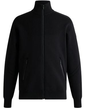 Fusalp Intarsia-Panel Ribbed Bomber Jacket - Black