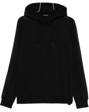 Emporio Armani Embroidered-Logo Hoodie - Black