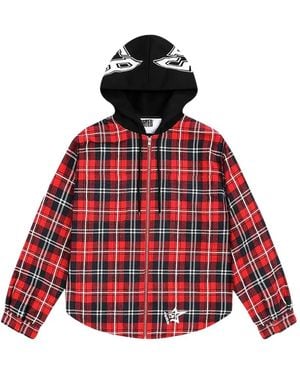 Sp5der Zip-Up Shirt Jacket - Red