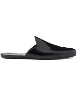 Prada Open-Back Patent-Leather Slippers - Black