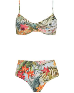 Lygia & Nanny Bikini Met Gedraaide Voorkant En Bloemenprint - Wit